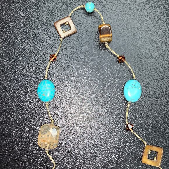 Handcrafted Necklace Path of the Spirit Walker – Turquoise & Tiger’s Eye 30" - Picture 7 of 9